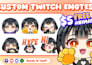 draw twitch emotes, chibi emotes, animated emotes, vtuber for stream